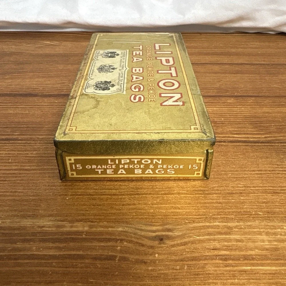 Vintage Lipton Orange Pekoe & Pekoe Tea Bags 15 Count Tin Empty Advertising Box